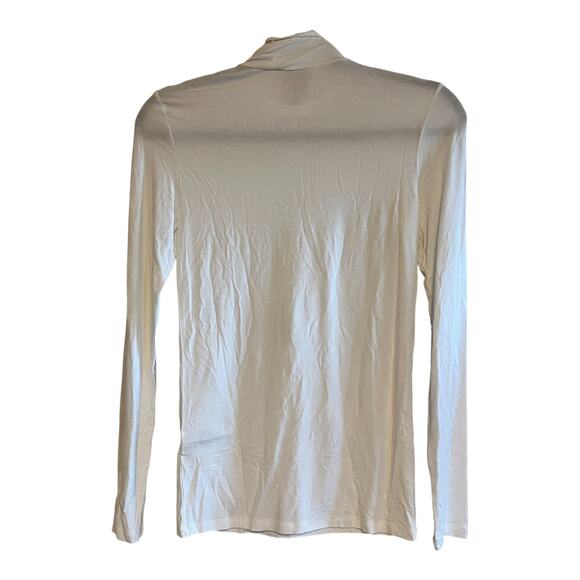 Majestic Filatures Deluxe Soft Touch Mock Neck Long Sleeve Top White Sz 1 US 4 - Picture 4 of 6